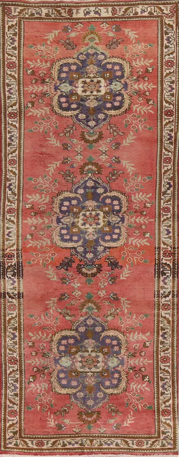 Vintage Floral Tabriz Persian Runner Rug 3x10