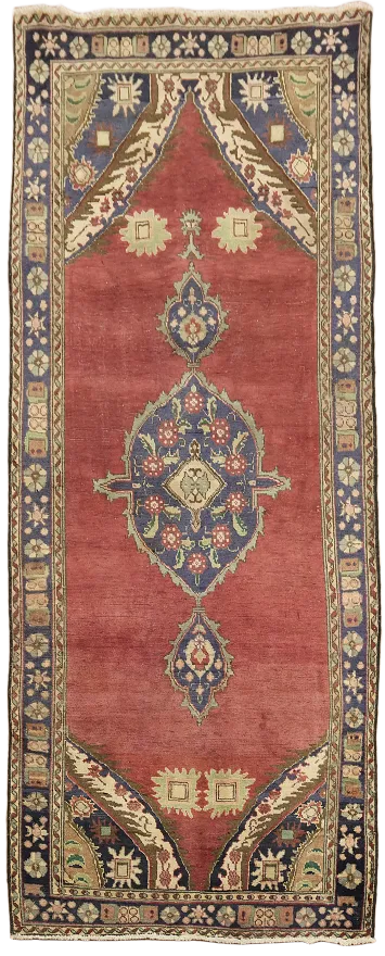 Vintage Wool Tabriz Persian Runner Rug 4x10