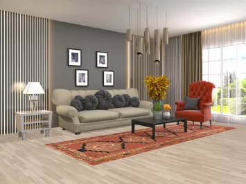 Geometric Wool Meshkin Persian Runner Rug 4x11