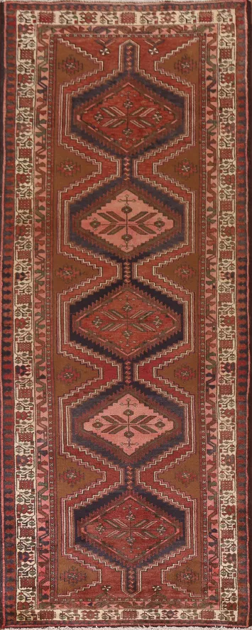 Vintage Wool Ardebil Persian Runner Rug 4x11
