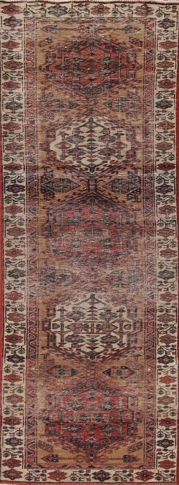 Antique Distressed Ardebil Persian Runner Rug 3x10