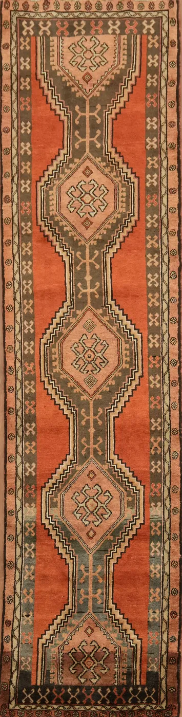 Vintage Wool Ardebil Persian Runner Rug 3x13