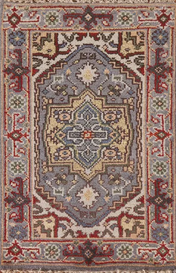 Gray Geometric Heriz Serapi Indian Rug 2x3