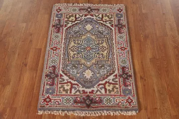 Gray Geometric Heriz Serapi Indian Rug 2x3