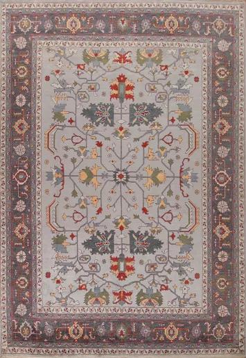 Handmade Gray Oushak Large Oriental Rug 12x15