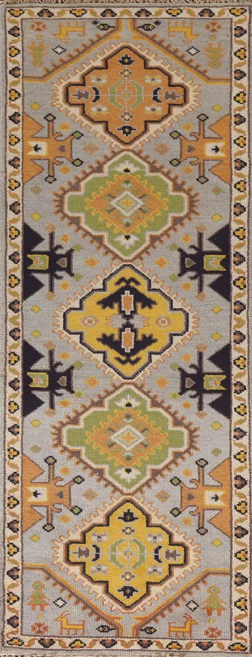Geometric Kazak Indian Runner Rug 3x8