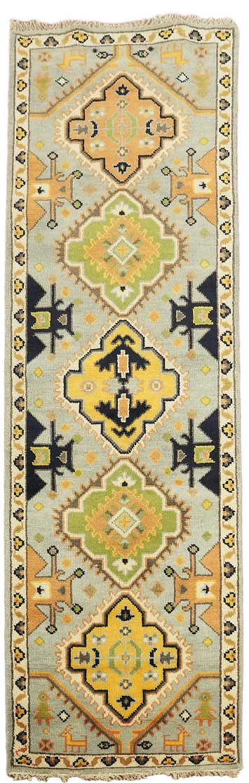 Geometric Kazak Indian Runner Rug 3x8