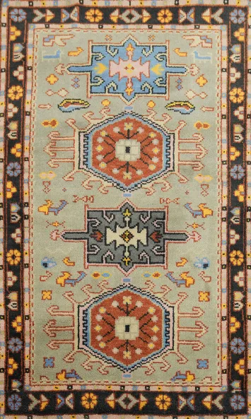 Geometric Kazak Indian Rug 3x5