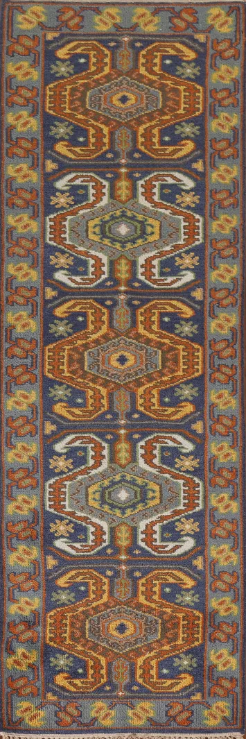 Geometric Kazak Indian Runner Rug 3x10