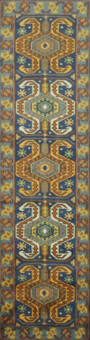 Geometric Kazak Indian Runner Rug 3x10