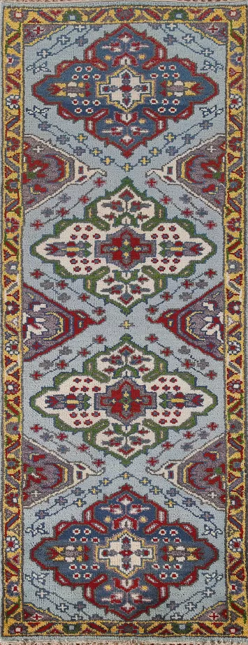 Geometric Kazak Indian Runner Rug 3x8