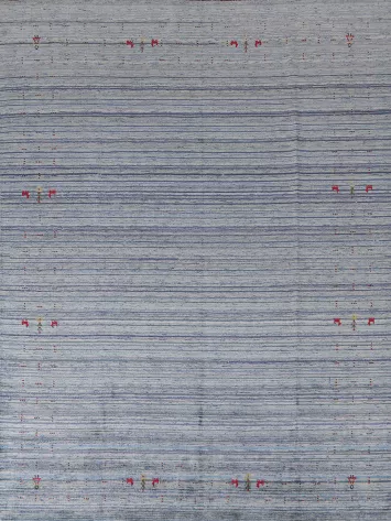 Striped Blue Gabbeh Indian Area Rug 8x10