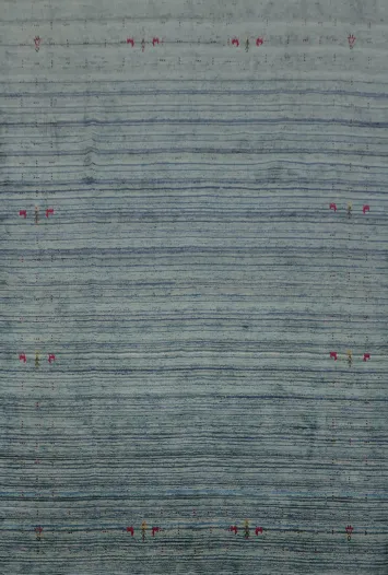 Contemporary Blue Rug with Modern Red Embellishments 8x10