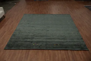 Elegant Minimalist Gabbeh Square Area Rug 10x10 with Subtle Details