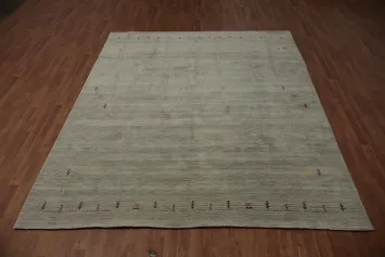 Minimalist Gabbeh Area Rug 8x10 with Subtle Border Accents