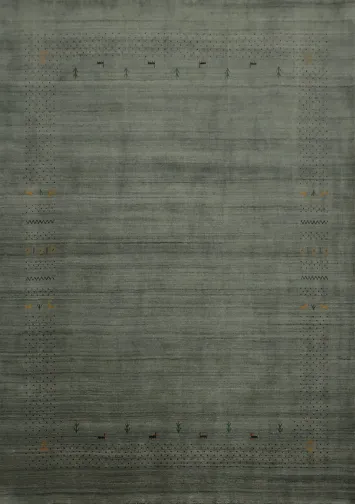 Minimalist Gabbeh Area Rug 8x10 with Intricate Elegant Accents