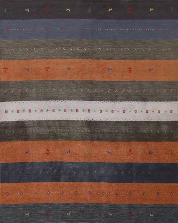 Striped Gabbeh Indian Area Rug 8x9