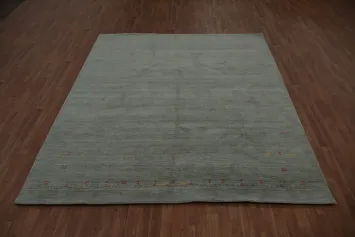 Refined Gabbeh Area Rug 8x10 with Soft Border Tribal Details