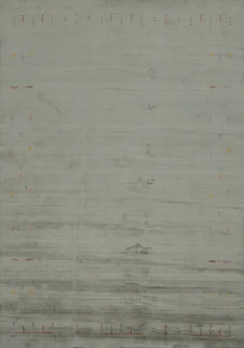 Modern Green Gabbeh Rug with Simple Yet Stylish Design 8x10