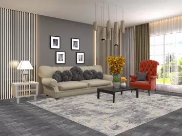 Ivory Abstract Living Room Rug 8x10