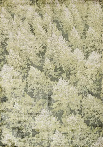 Handmade Green Abstract Modern Rug 5x7