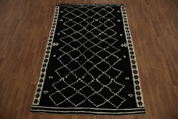 Black Plush Moroccan Indian Area Rug 5x8