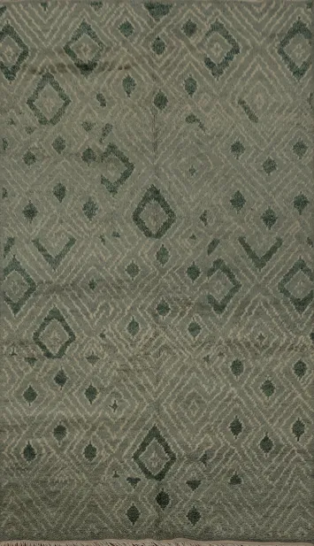 Gray & Green Oushak Indian Area Rug 5x8