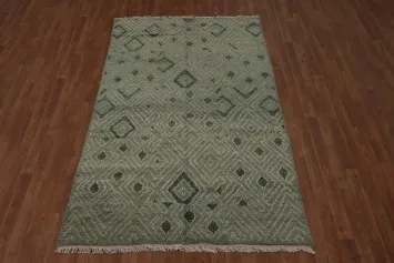 Gray & Green Oushak Indian Area Rug 5x8