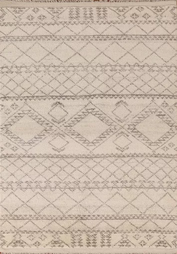 Ivory Geometric Moroccan Indian Rug 4x6