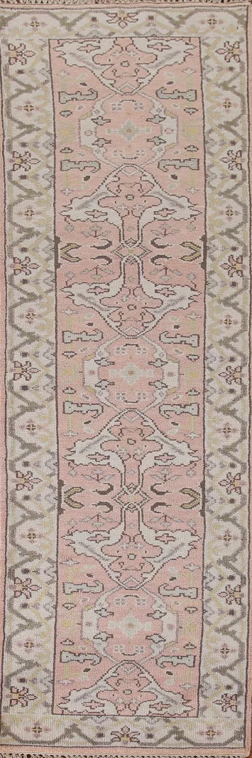 Pink Oushak Indian Runner Rug 3x10