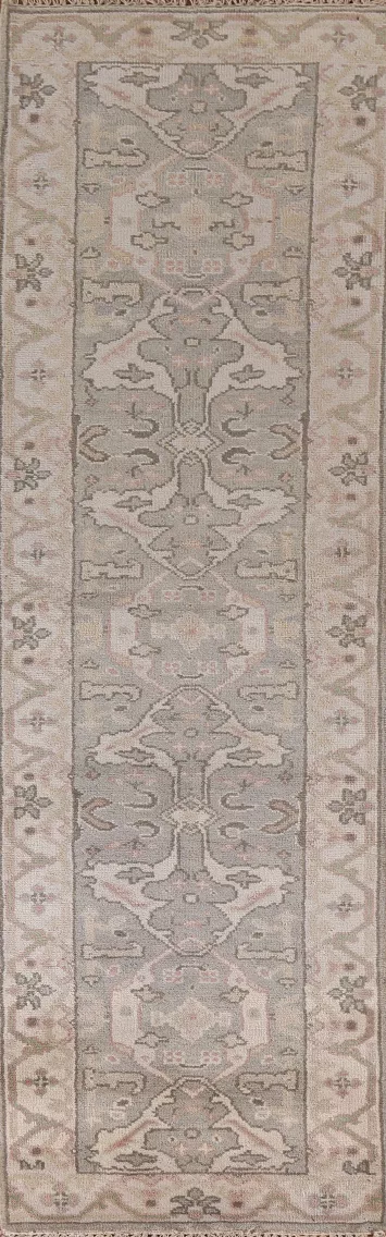 Gray Oushak Indian Runner Rug 3x10