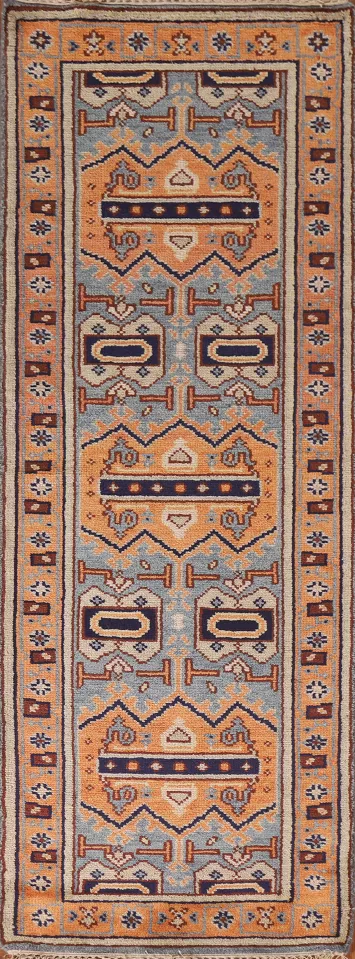 Geometric Heriz Serapi Indian Runner Rug 3x8