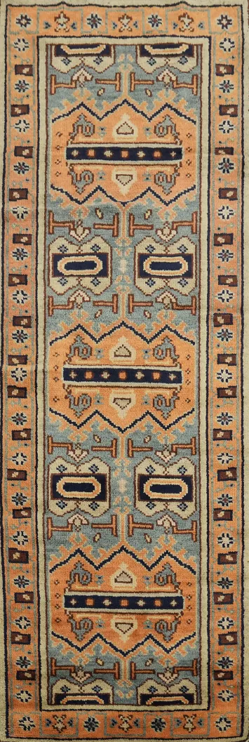 Geometric Heriz Serapi Indian Runner Rug 3x8