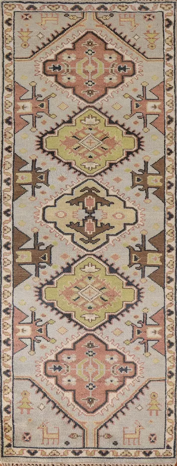 Geometric Kazak Indian Runner Rug 2x8