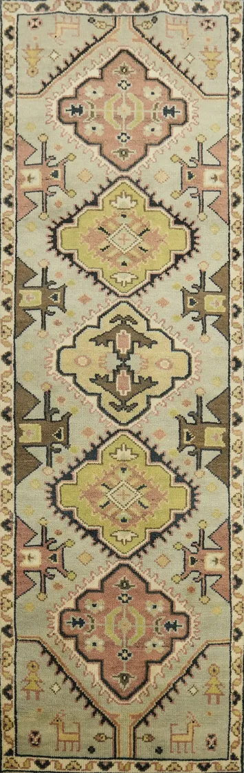 Geometric Kazak Indian Runner Rug 2x8