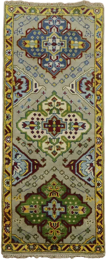 Vintage Style Runner Rug with Vibrant Geometric Patterns 2'x6'