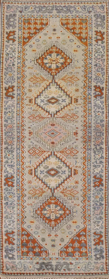 Geometric Heriz Serapi Indian Runner Rug 3x8