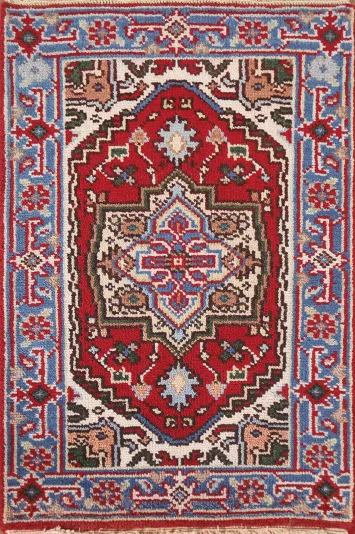 Red Geometric Heriz Serapi Indian Foyer Rug 2x3
