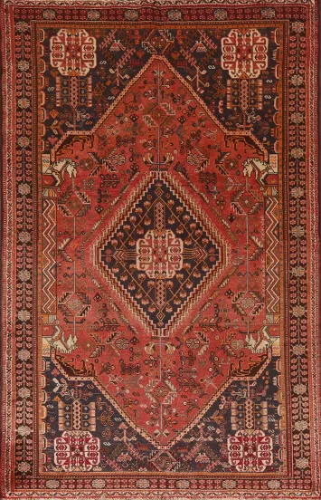 Vintage Wool Shiraz Persian Area Rug 5x8