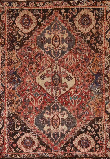 Tribal Vintage Shiraz Persian Rug 4x6
