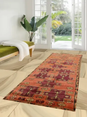 Vintage Wool Meshkin Persian Runner Rug 3x10