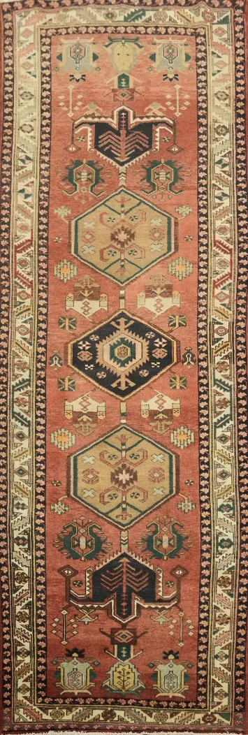 Geometric Heriz Persian Runner Rug 4x11