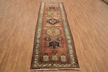 Geometric Heriz Persian Runner Rug 4x11