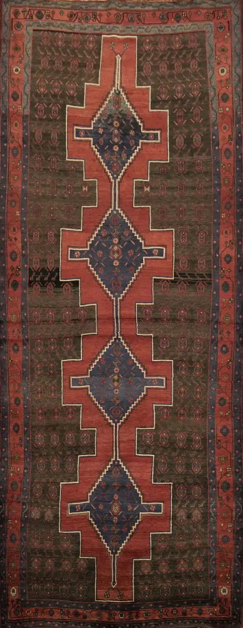 Geometric Hamedan Persian Area Rug 5x13