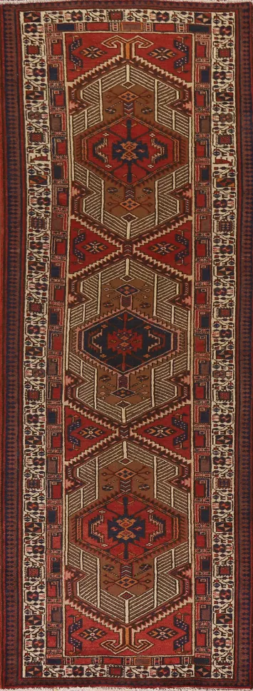 Vintage Wool Ardebil Persian Runner Rug 4x11