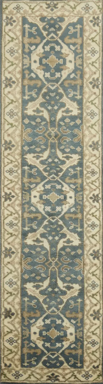 Blue Oushak Oriental Runner Rug 3x10