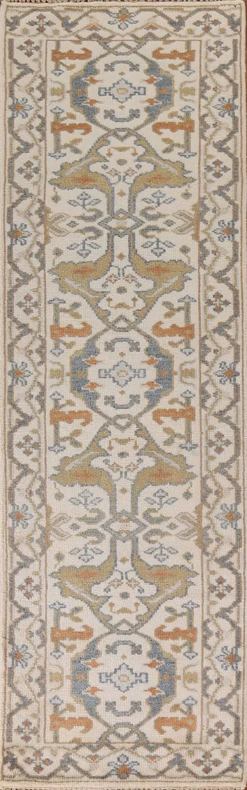 Handmade Oushak Indian Runner Rug 3x10