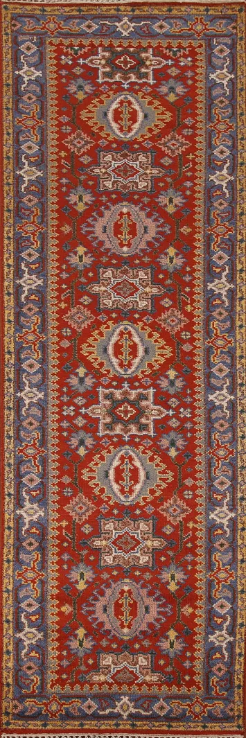 Geometric Kazak Indian Runner Rug 3x10