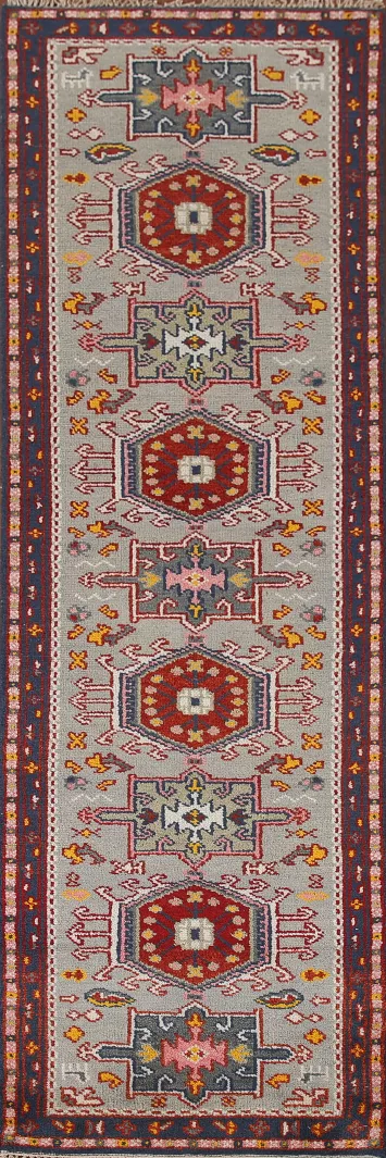 Geometric Kazak Indian Runner Rug 3x10