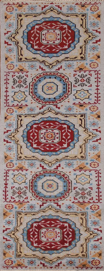 Geometric Kazak Indian Runner Rug 3x8
